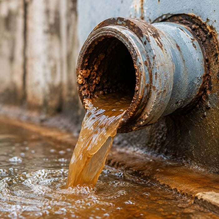 Óxido y sedimentos en el agua
